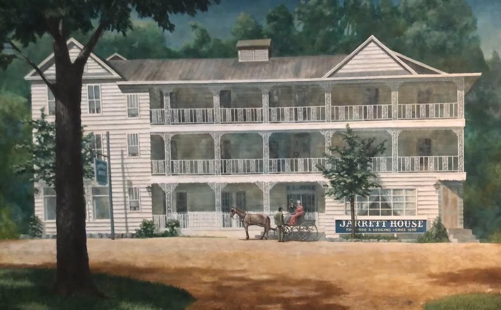 Painting of the historic Jarrett House in Dillsboro